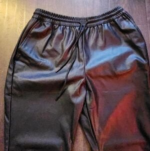 Black Faux Leather Joggers